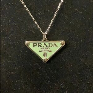 Mint Green Triangle Pendant with Silver Details